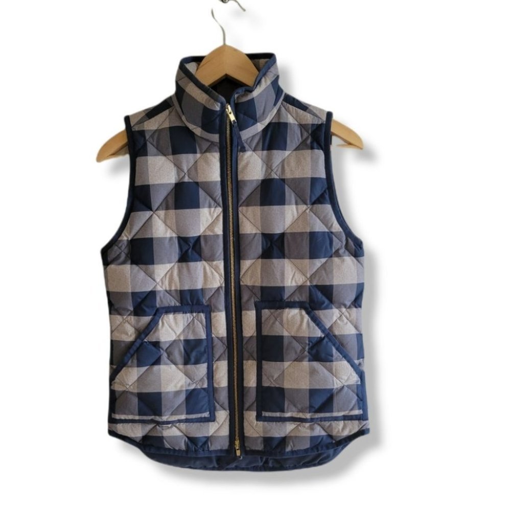 J. Crew Blue and White Checkered Vest